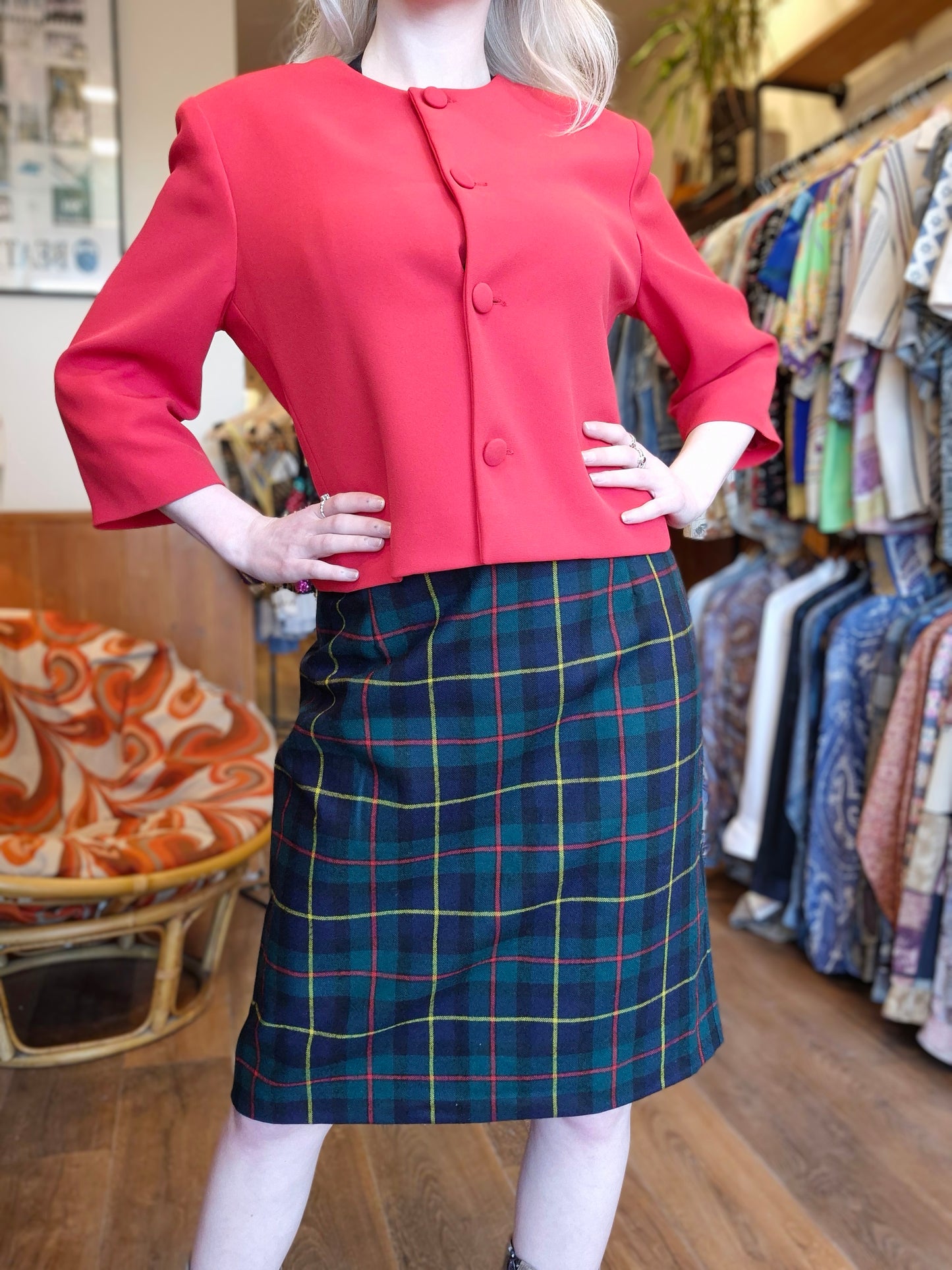 Pure Wool Green Tartan Skirt