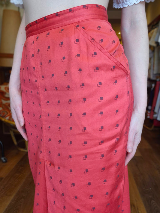 Red Vintage Pencil Skirt