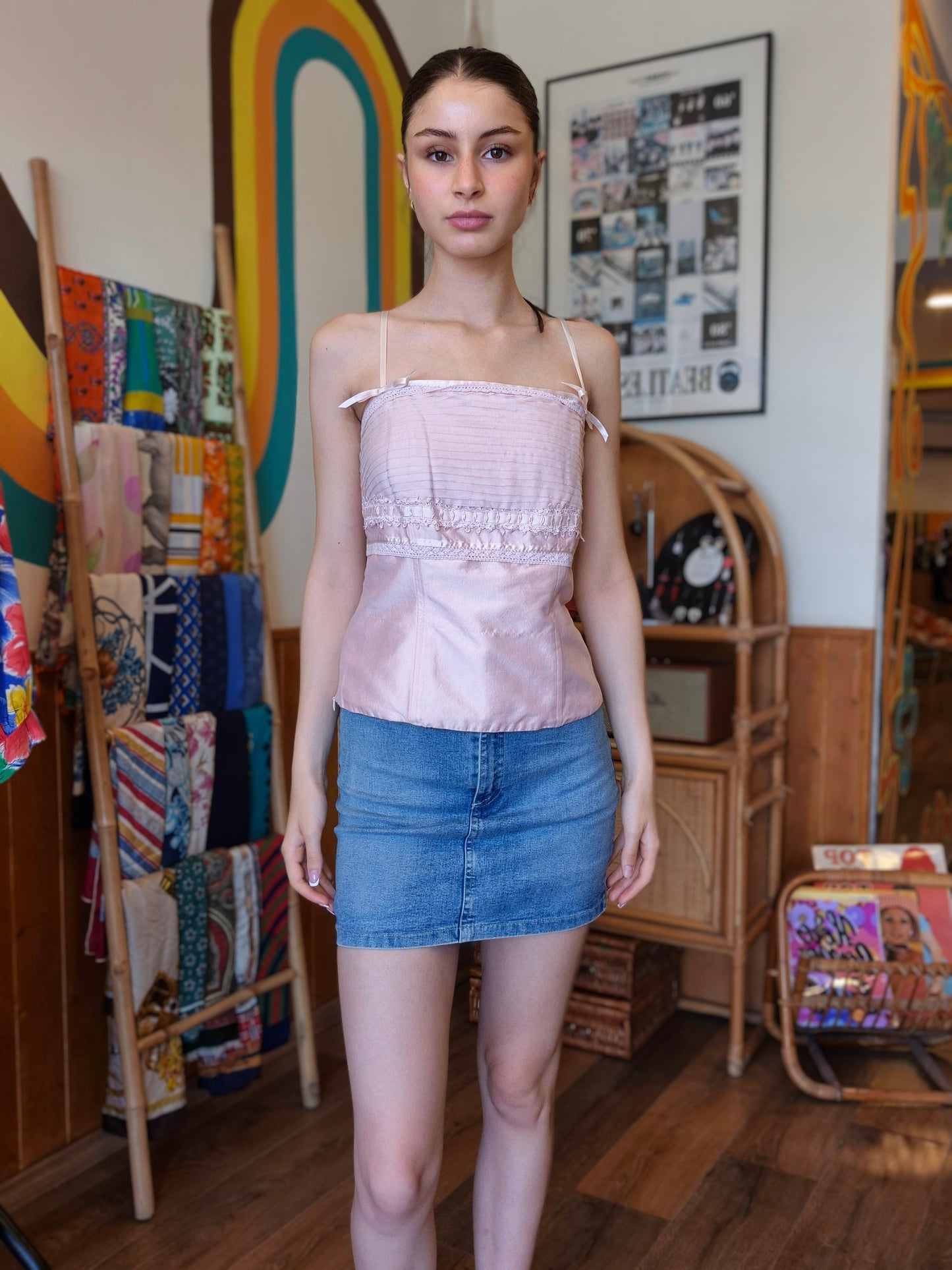 Luisa Spagnoli Blush Y2K Cami | 100% Pure Silk | Pintuck Detailing | Lace Trim | Coquette Charm