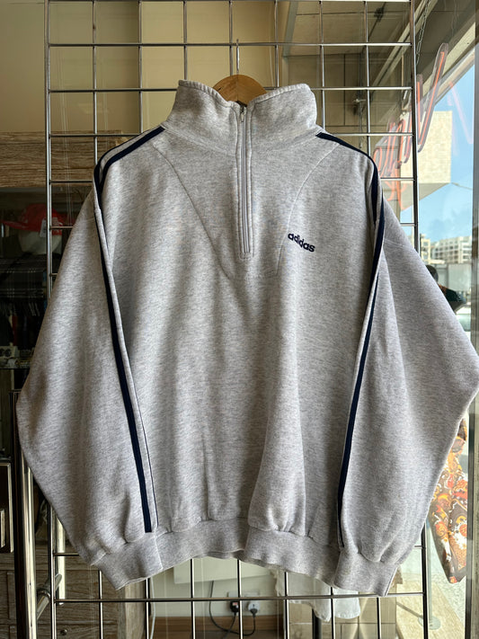Vintage Adidas Grey Quarter Zip Sweatshirt