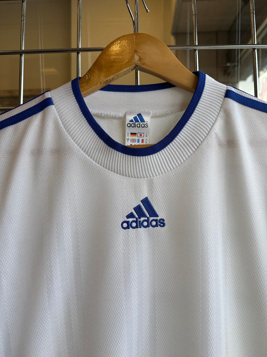 Vintage Adidas White Blue Ringer T-Shirt