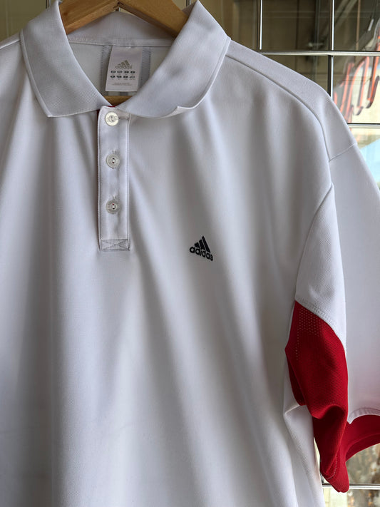 Vintage Adidas White Red Polo Shirt