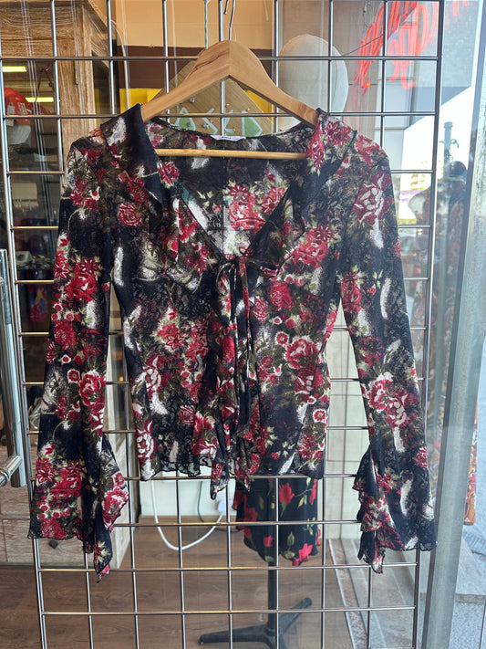 Y2K Long Sleeve Mesh Top