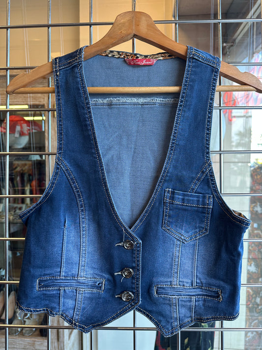 Y2K Denim Vest Cropped Waistcoat