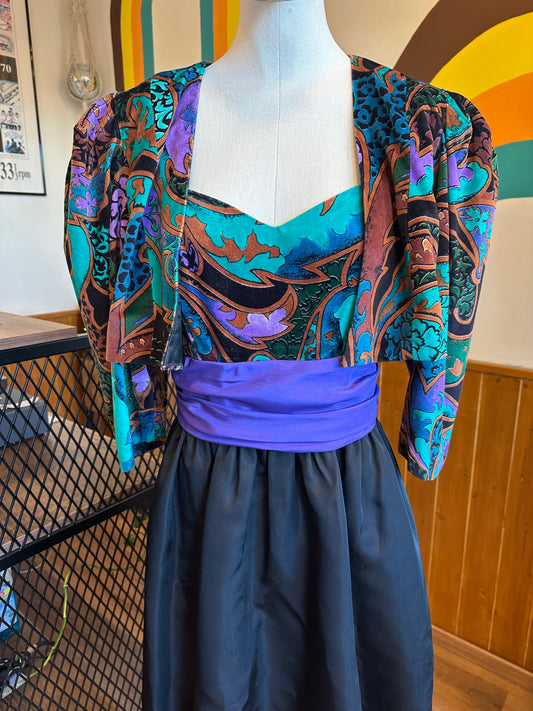 1980s Midnight Garden Party Dress Set