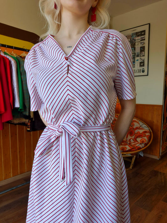 Red and White 1970s Dress