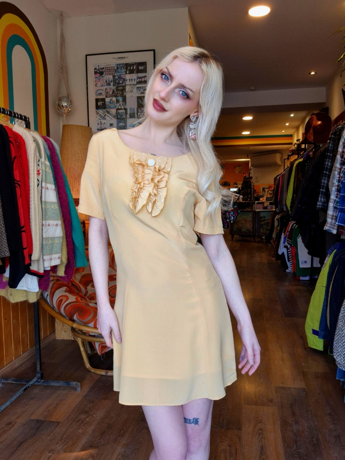 1960s Silk Buttercream Mini Dress