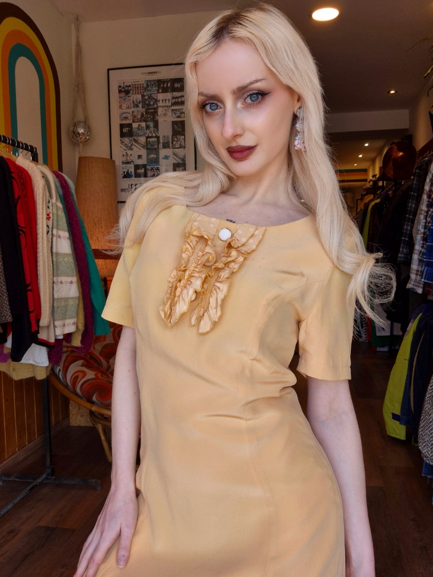 1960s Silk Buttercream Mini Dress