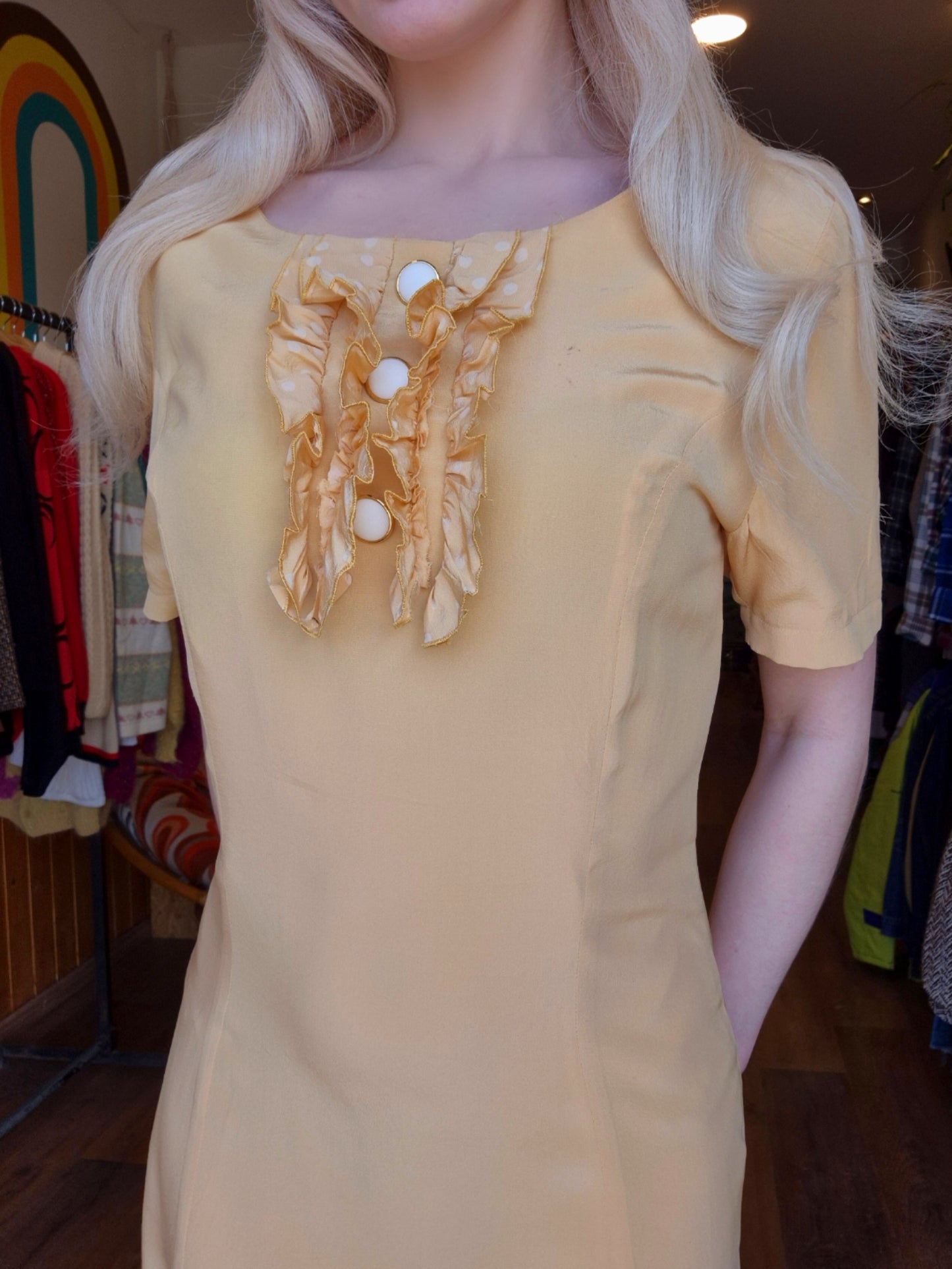 1960s Silk Buttercream Mini Dress