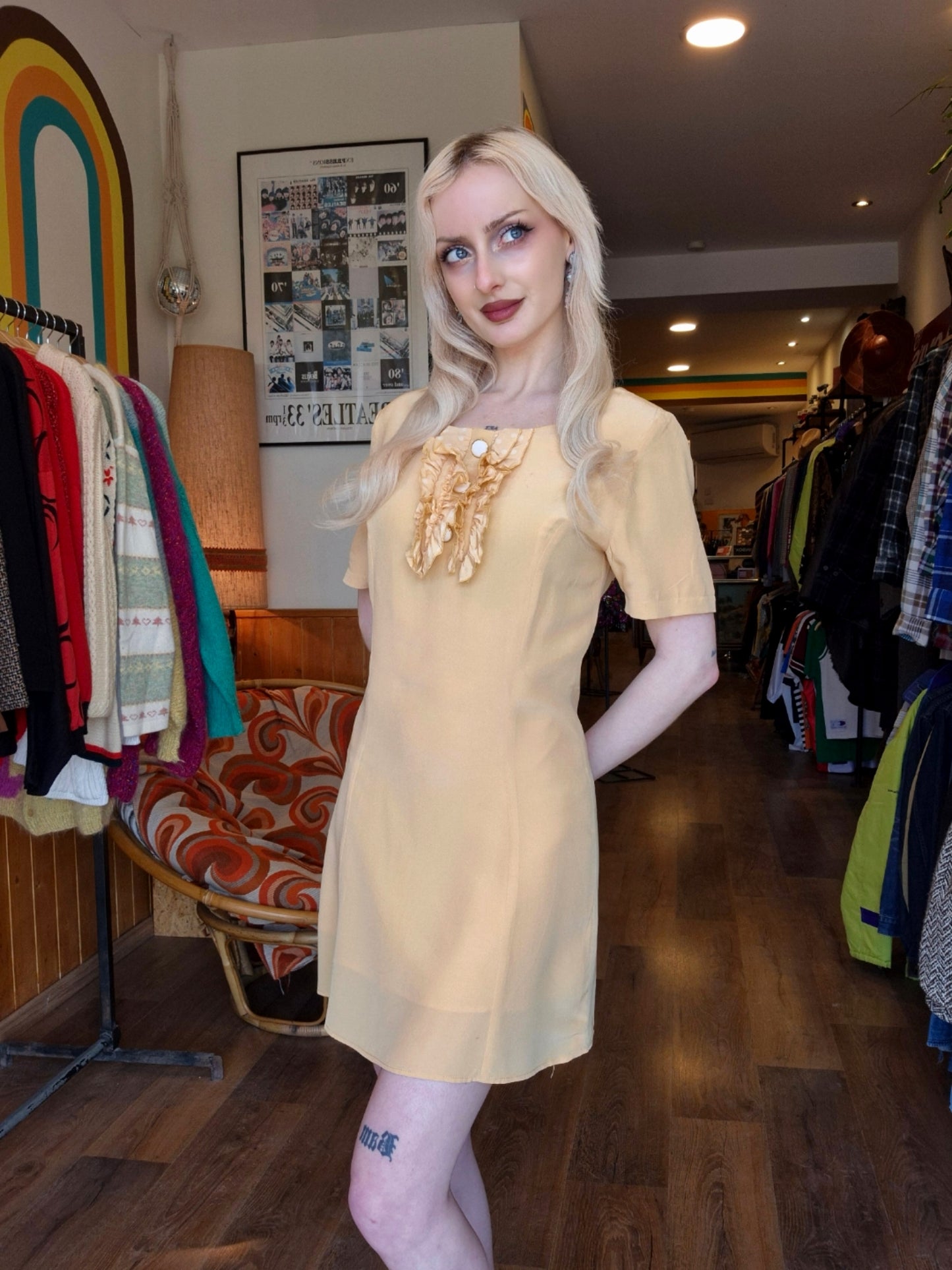 1960s Silk Buttercream Mini Dress