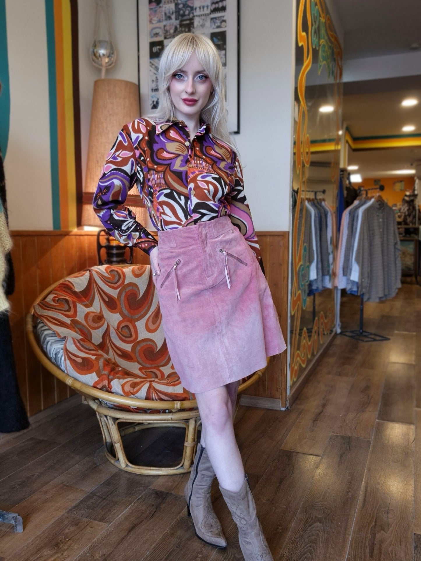 Pink Suede Skirt