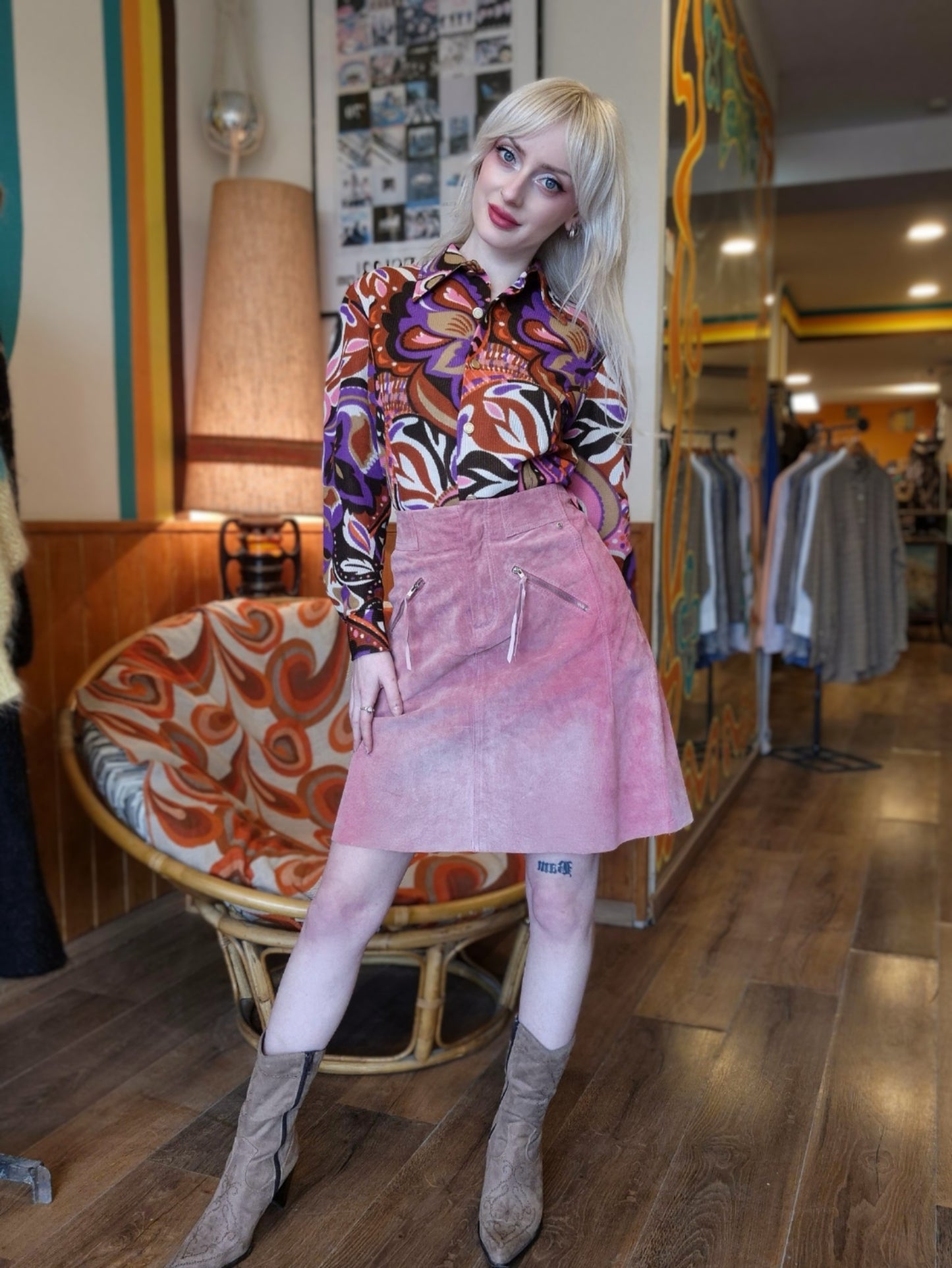 Pink Suede Skirt