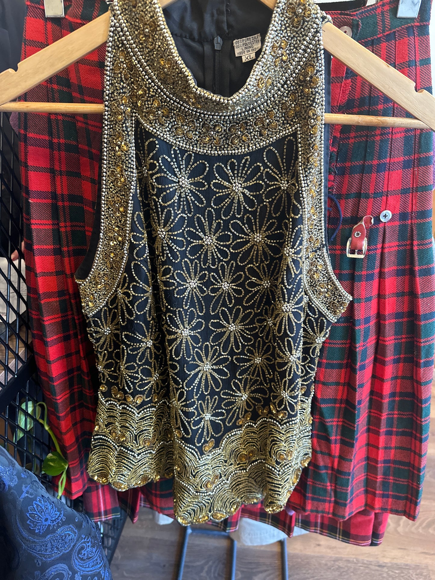 100% Silk Hand Beaded Top