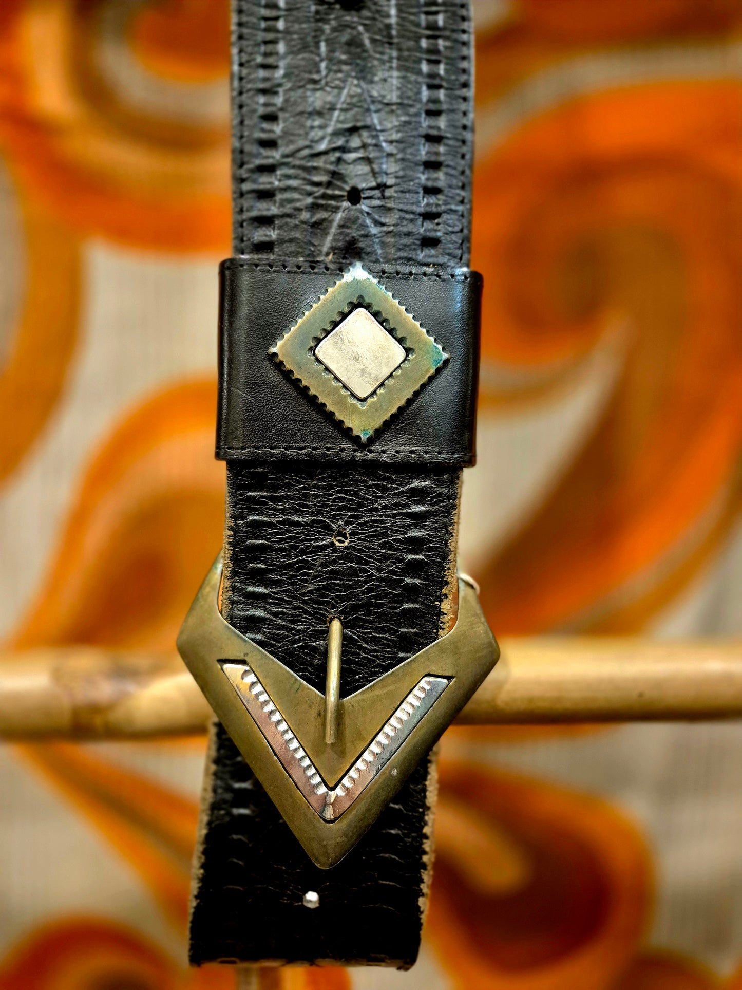 1980s Leather and Brass Belt