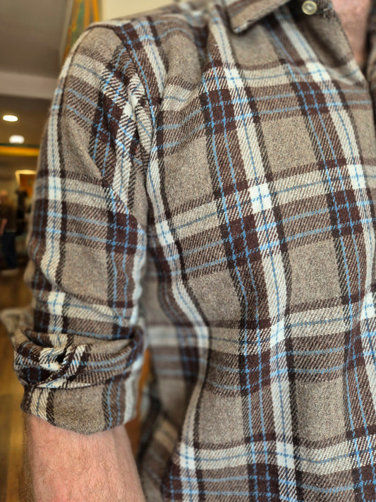 1980s Vintage Brown and Blue Flannel shirt