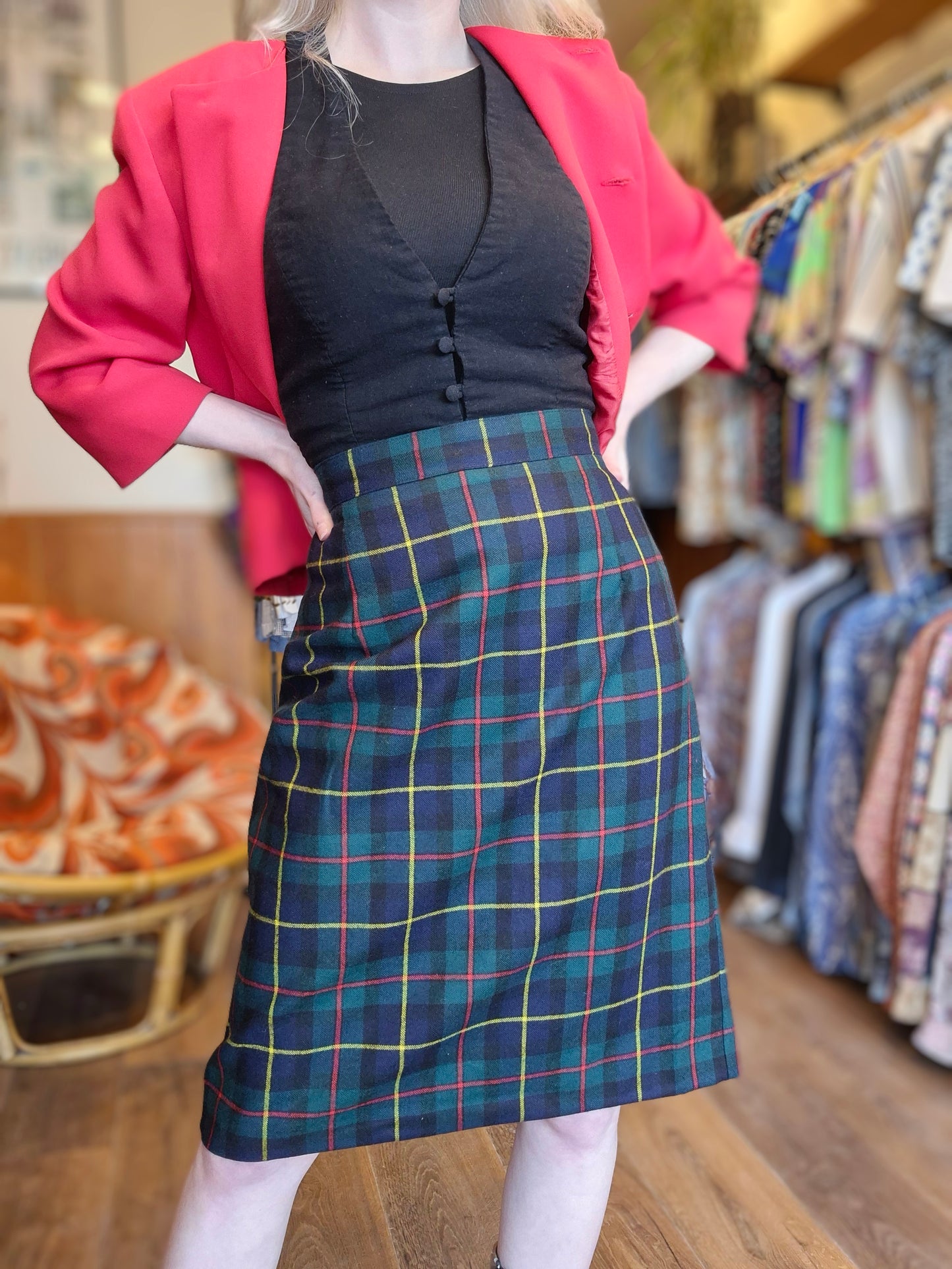 Pure Wool Green Tartan Skirt