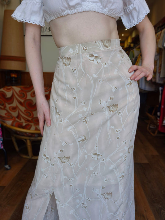1980's Cream Vintage Skirt