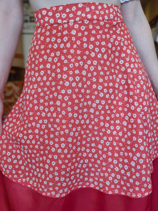 Red Vintage Floral Skirt
