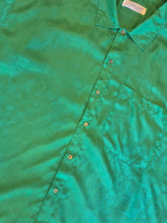 Emerald Vintage Satin Shirt
