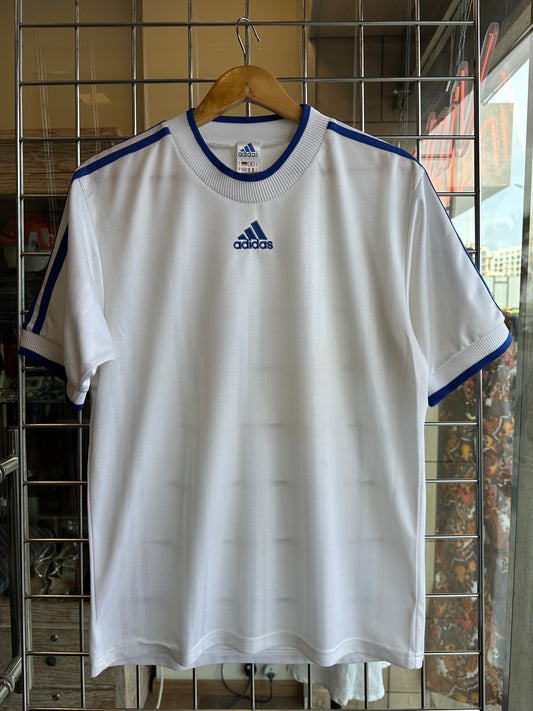 Vintage Adidas White Blue Ringer T-Shirt