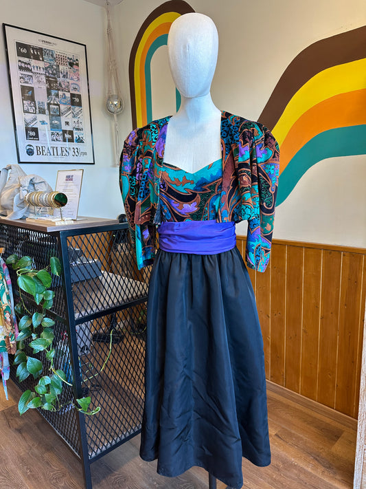 1980s Midnight Garden Party Dress Set