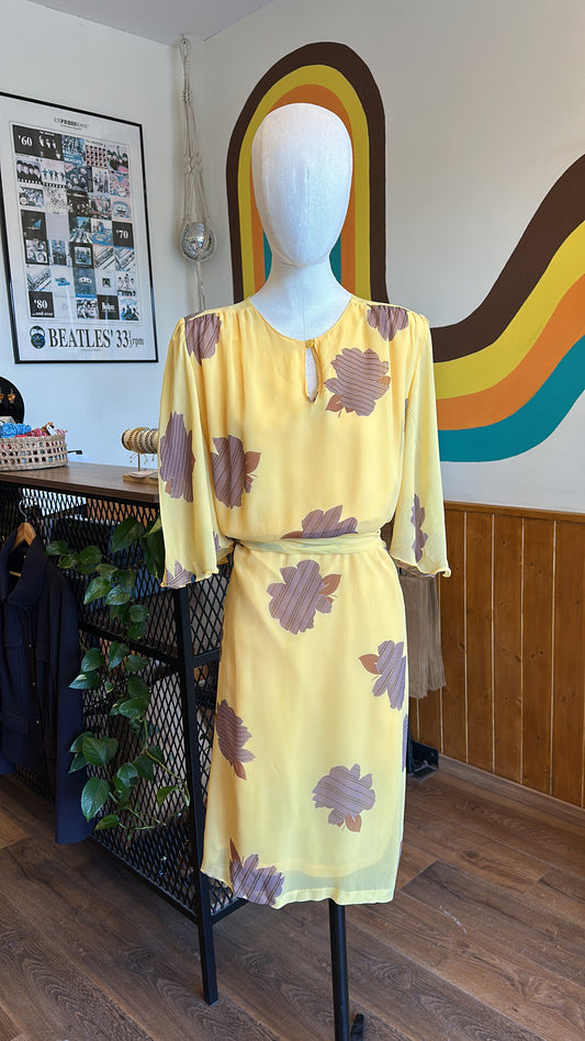 1970s Golden Petal Dress