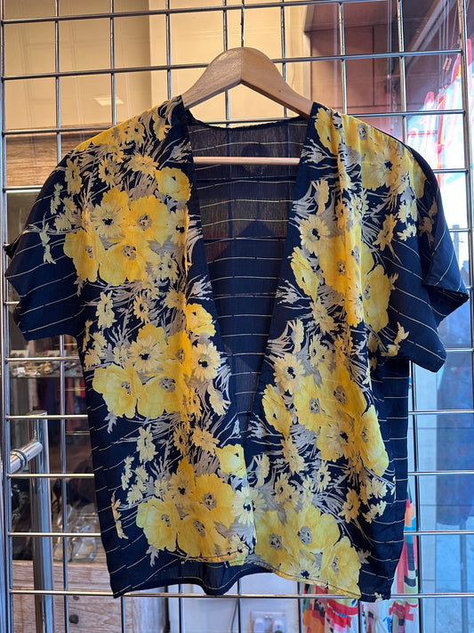 1990s Sheer Floral Blouse