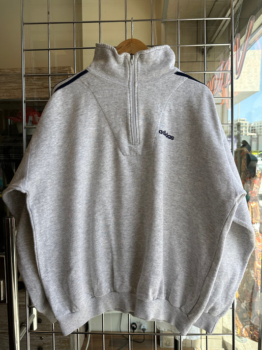 Vintage Adidas Grey Quarter Zip Sweatshirt