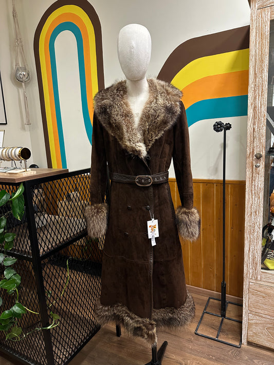 Vintage Maxi Suede and fur coat