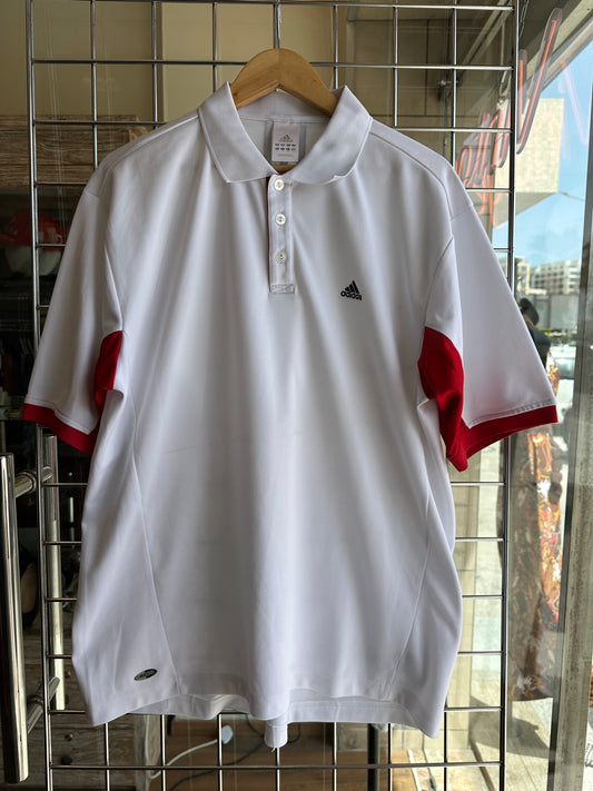 Vintage Adidas White Red Polo Shirt