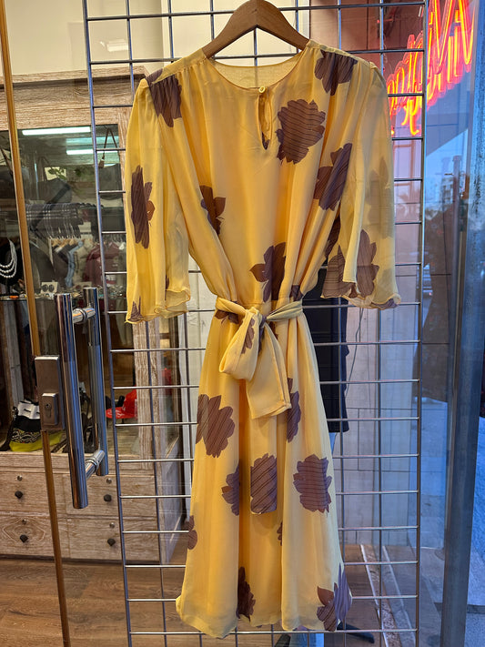 1970s Golden Petal Dress
