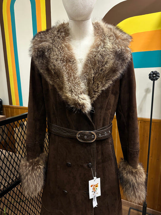 Vintage Maxi Suede and fur coat