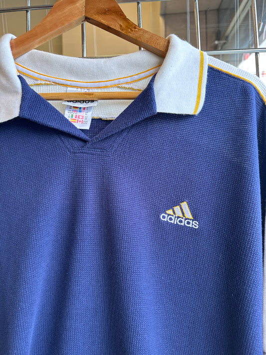 Vintage Adidas Navy Stripe Polo Shirt