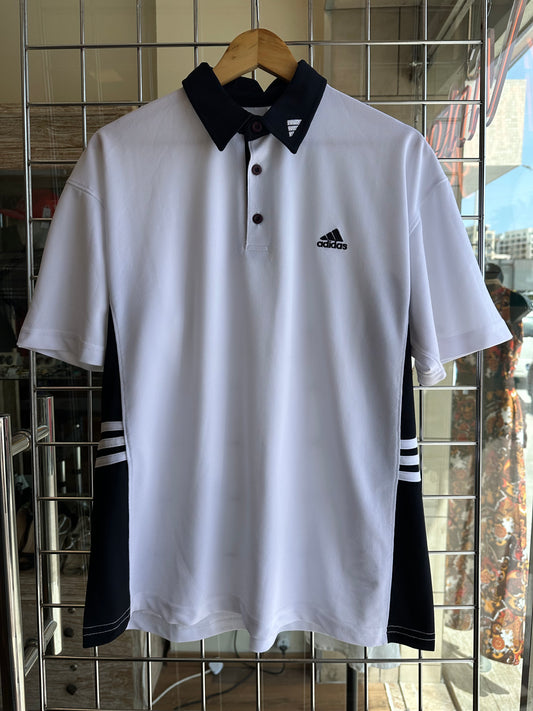 Vintage Adidas White Black Panel Polo