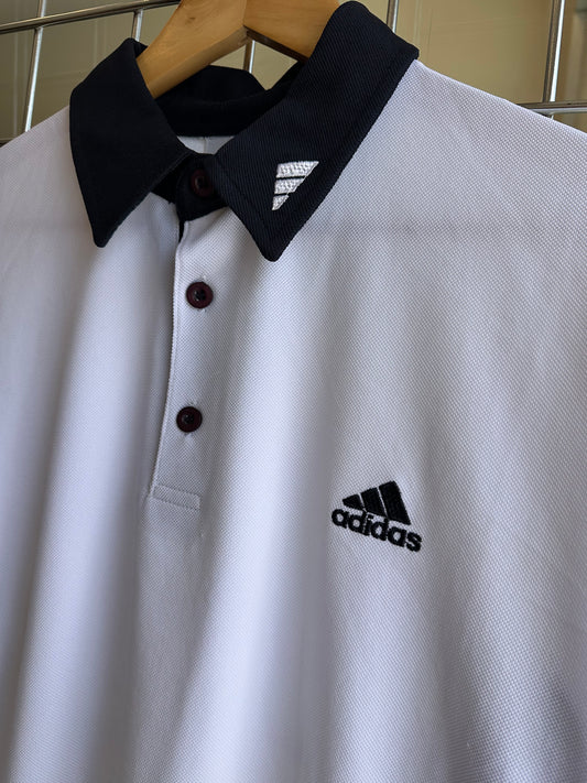 Vintage Adidas White Black Panel Polo