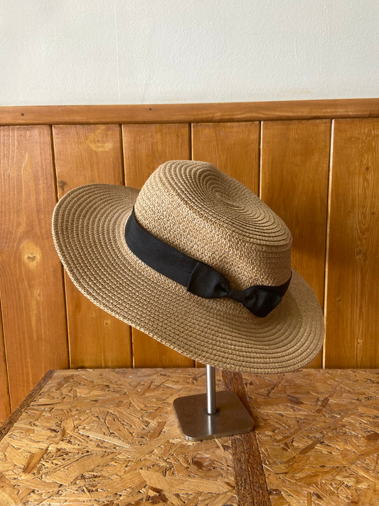 Preloved Straw Hat with Black Ribbon