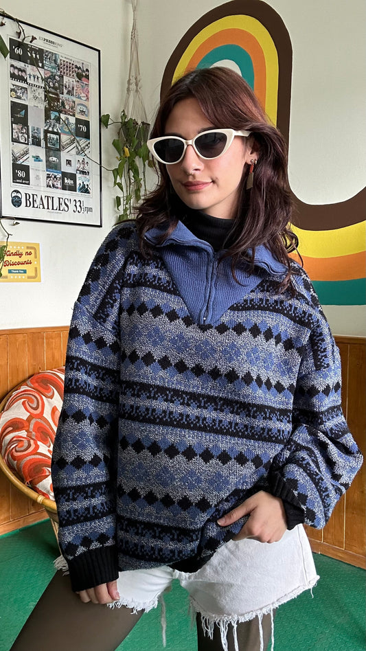 Wool Half-zip Knitted Sweater