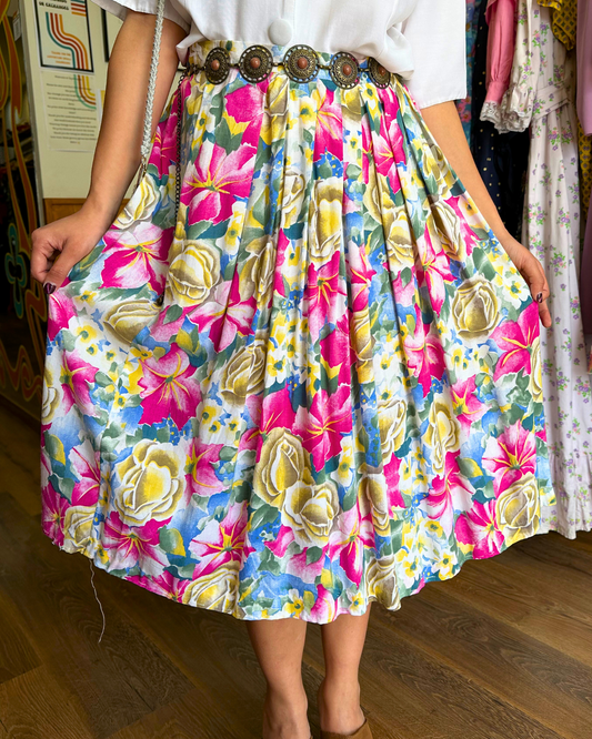 1980s Floral Skirt