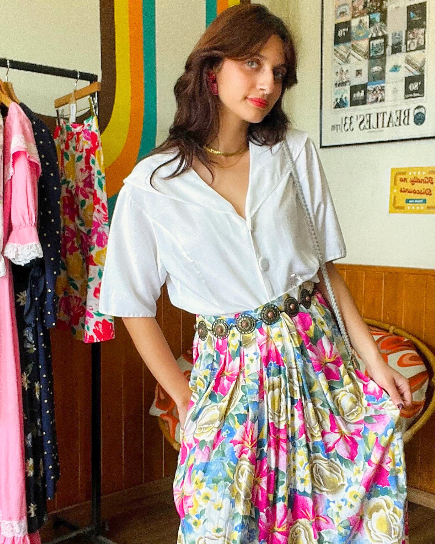 1980s Floral Skirt