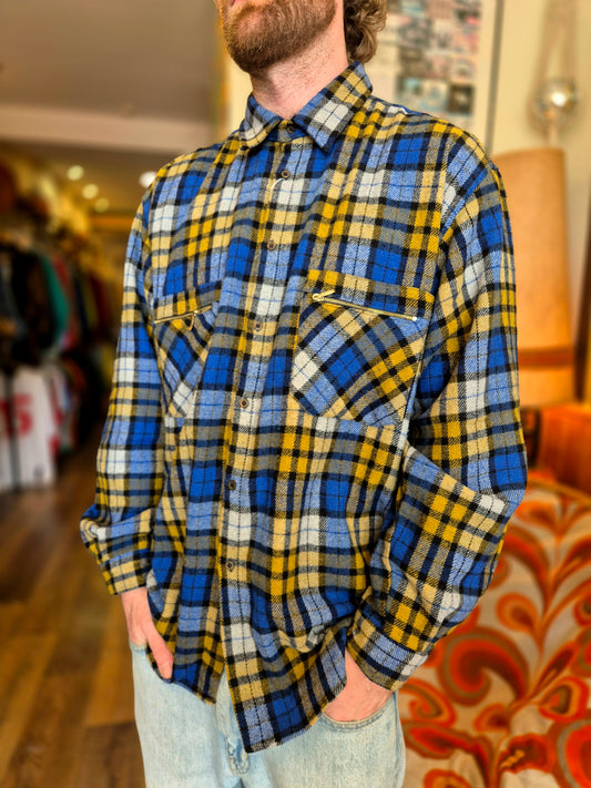 Royal Blue and Yellow Flannel