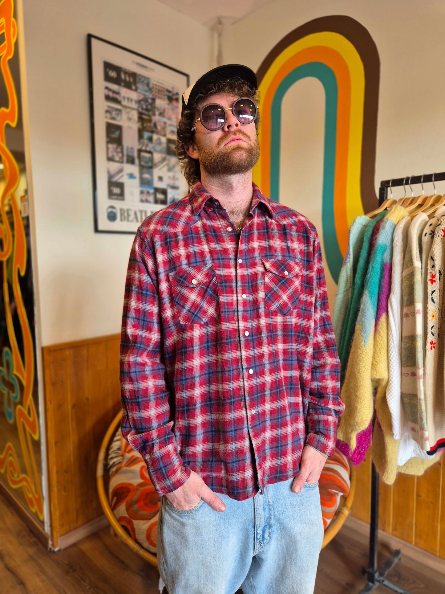 Vintage 'FISH3ONE' Plaid Shirt