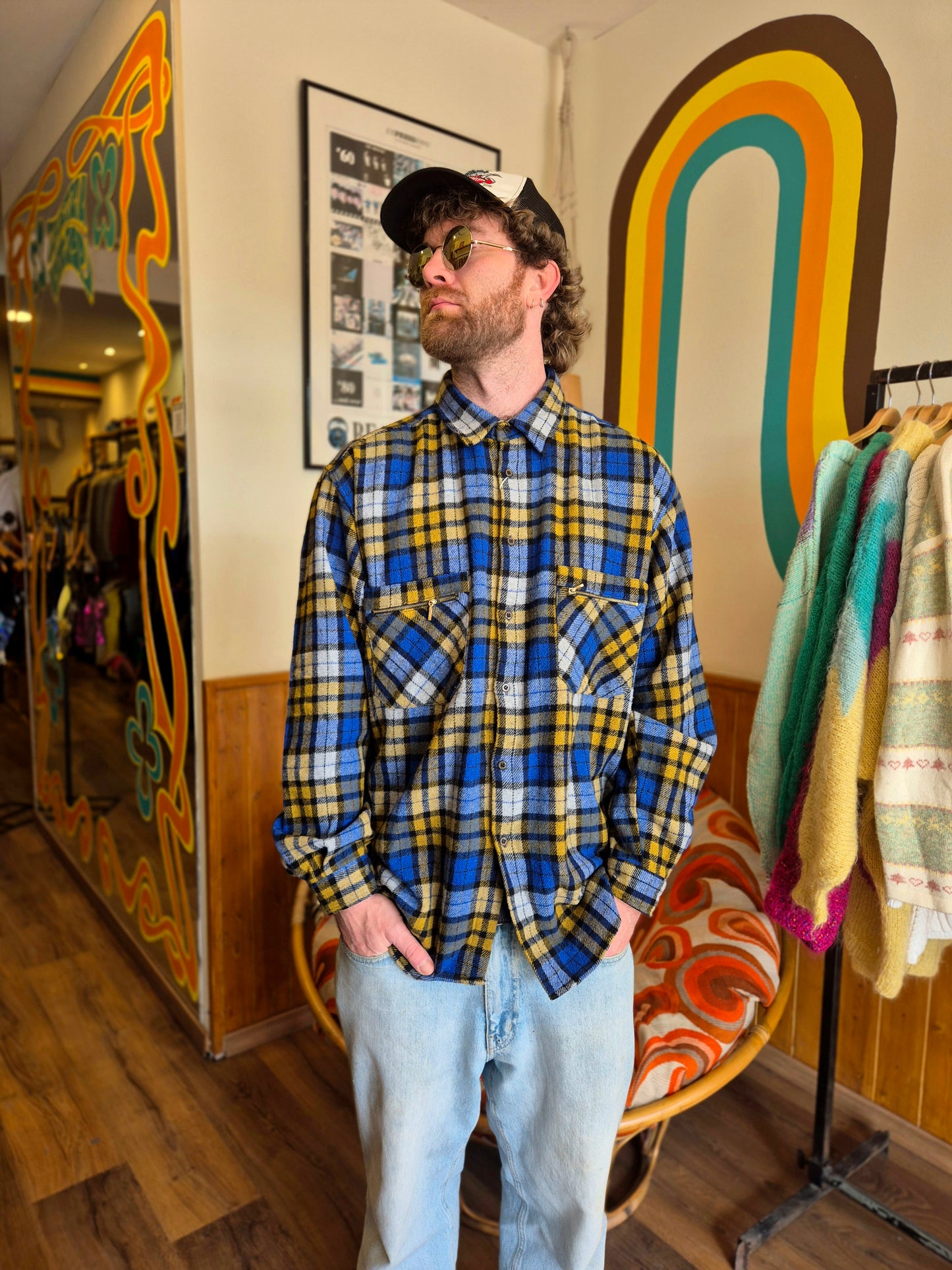 Royal Blue and Yellow Flannel