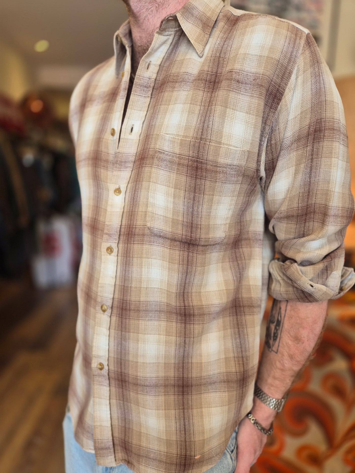 Brown and Cream 'Sky' Winter Collection Plaid Shirt