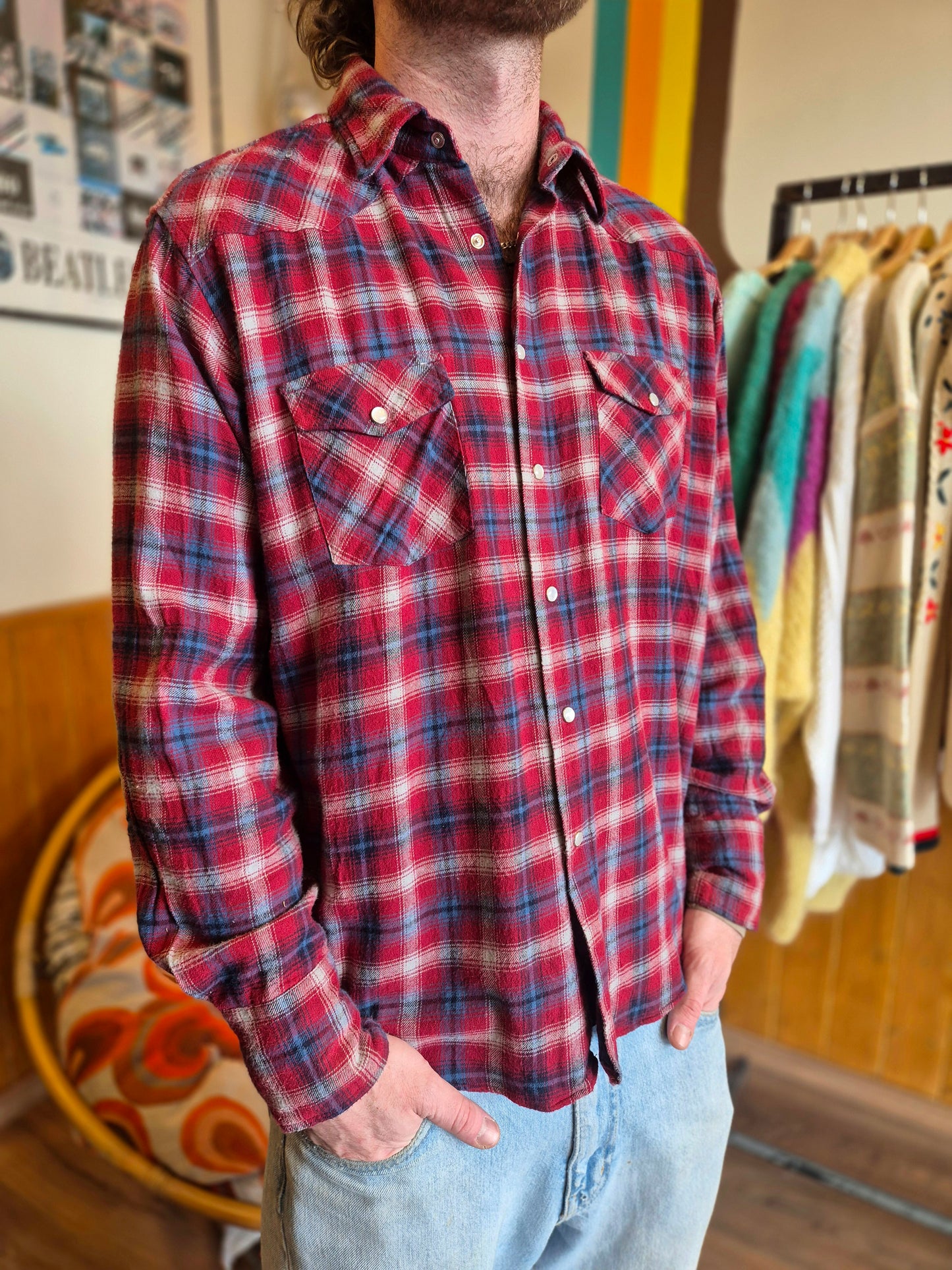 Vintage 'FISH3ONE' Plaid Shirt