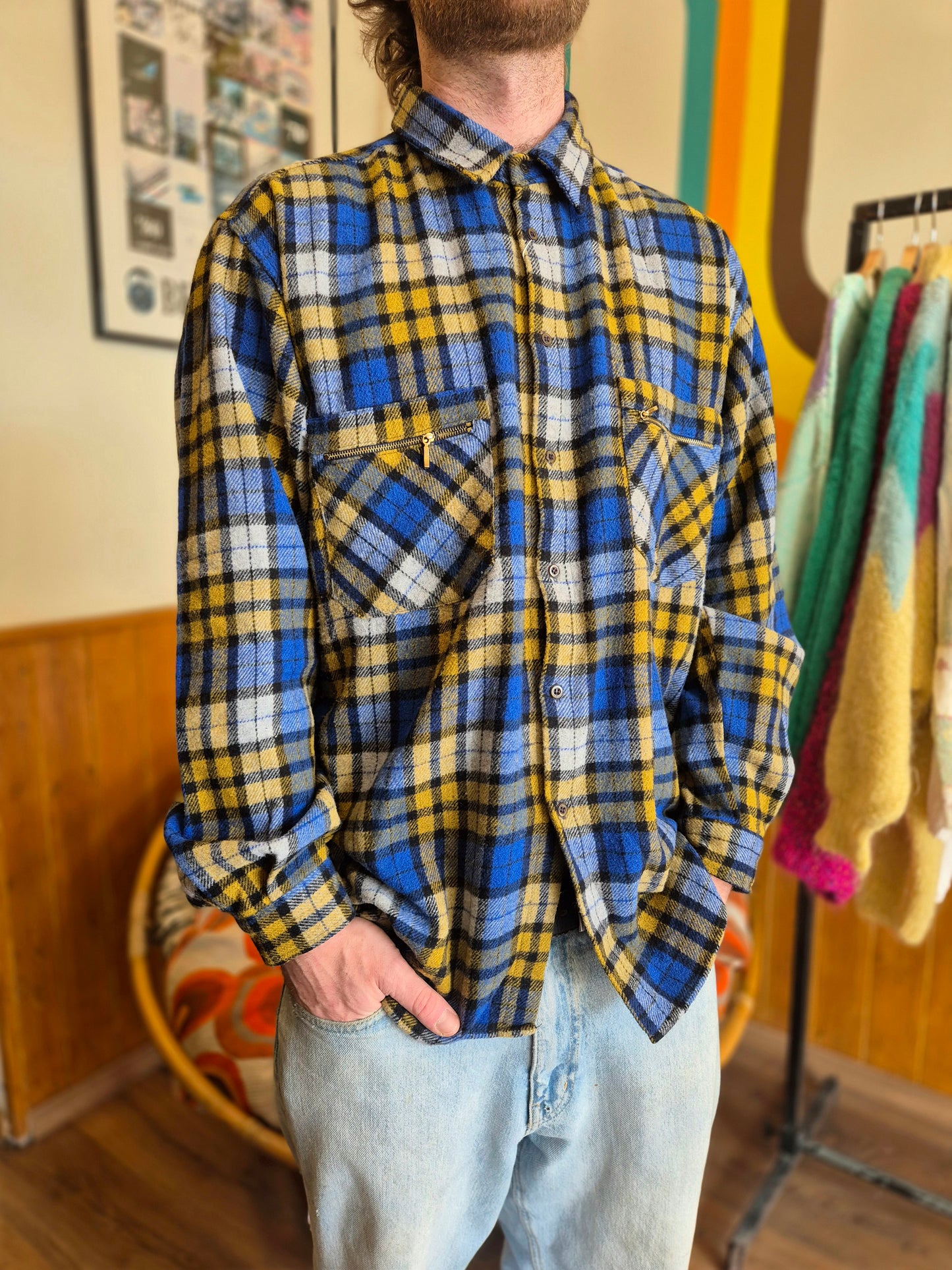 Royal Blue and Yellow Flannel