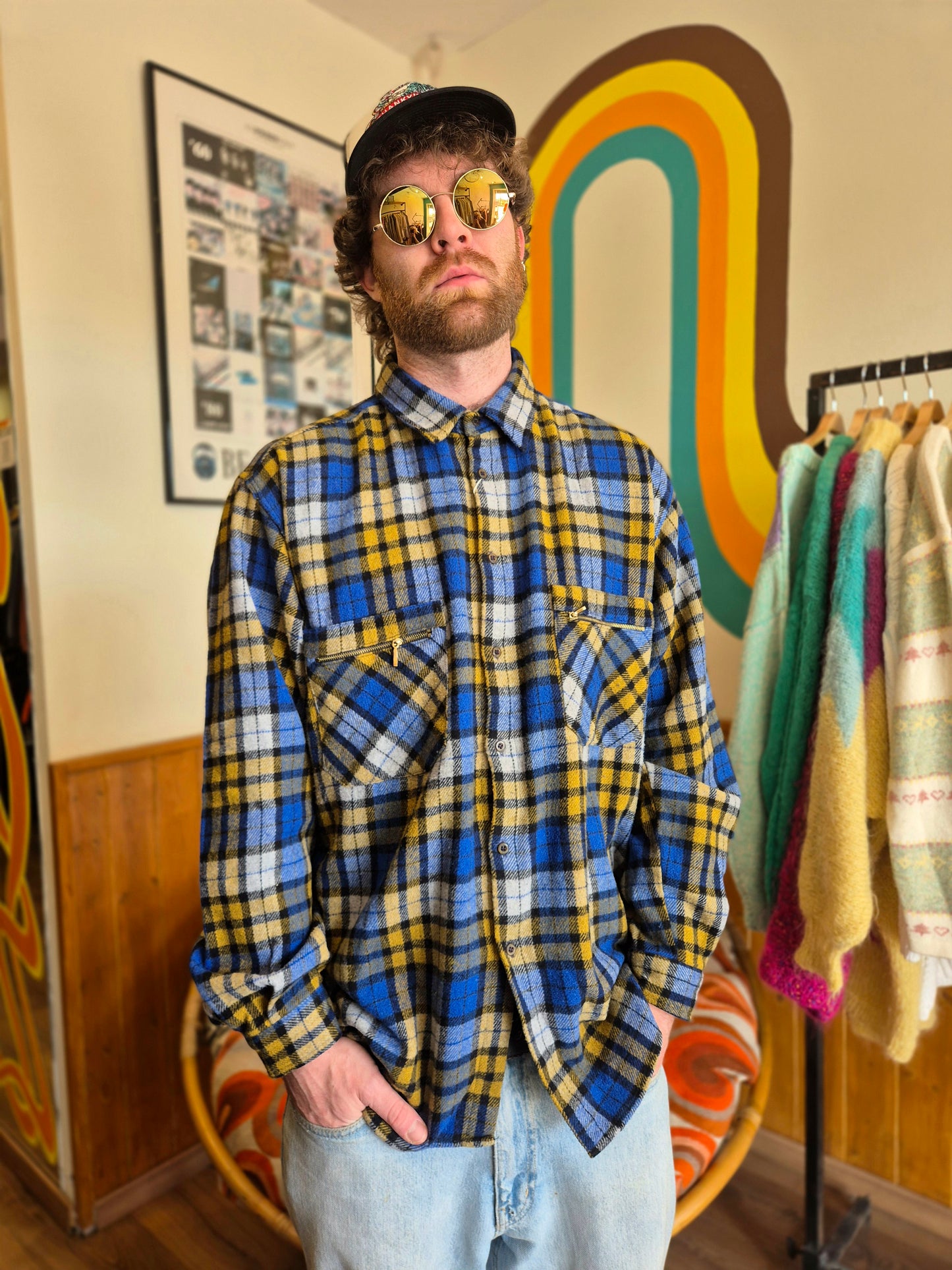 Royal Blue and Yellow Flannel