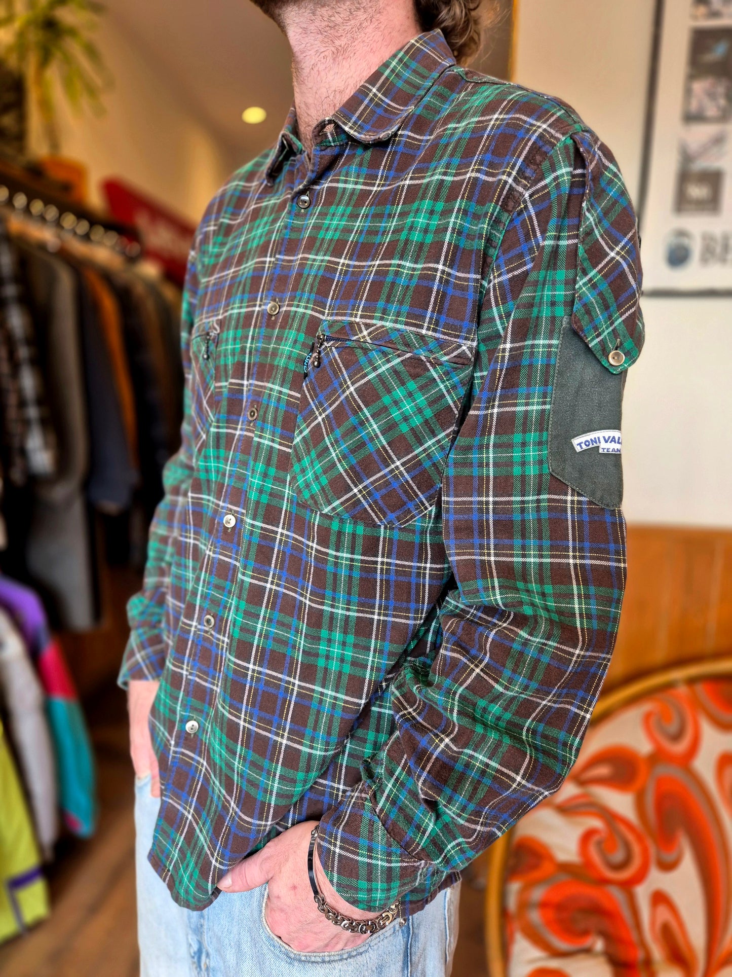 Green and Grey Plaid Shirt