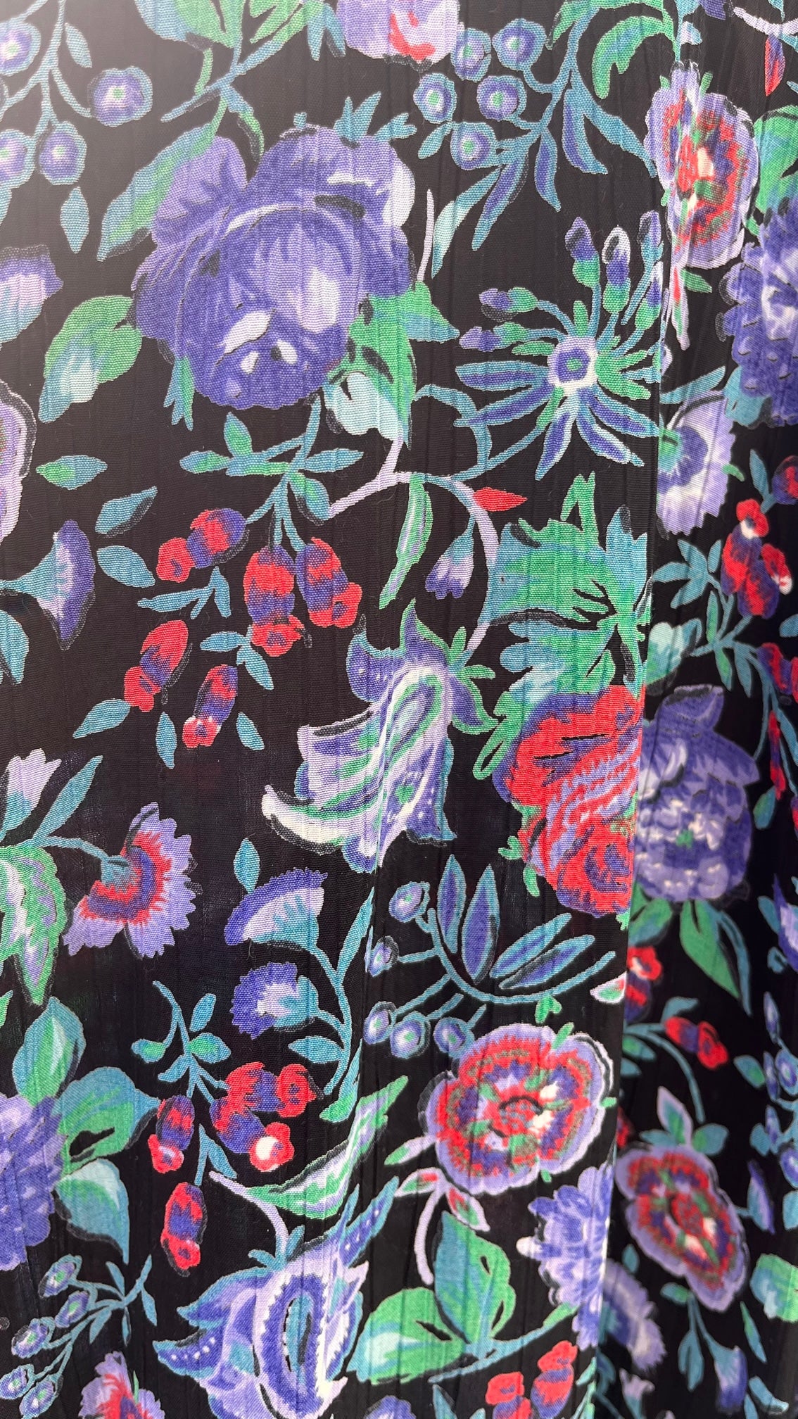 1980s Floral Rayon Dress