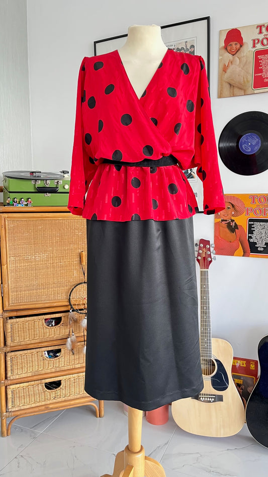 1980s Red Polka Dress