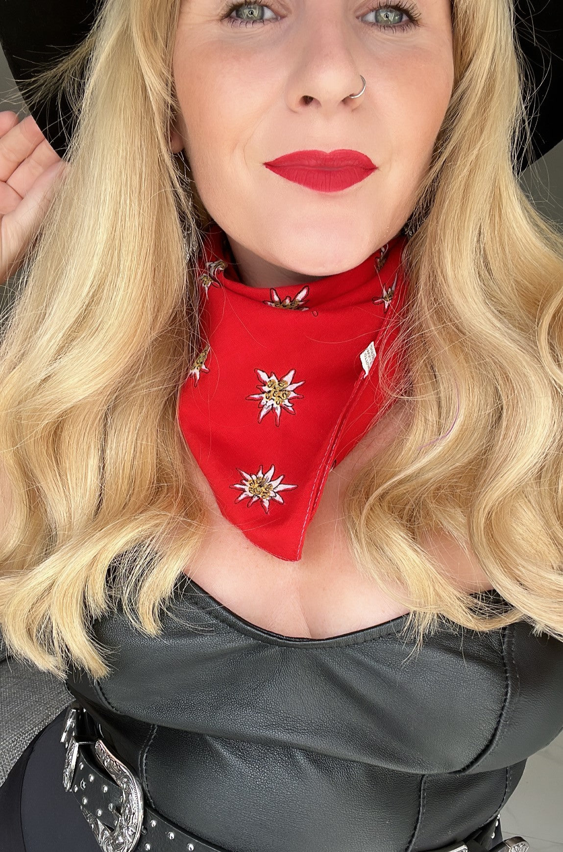 Red Vintage Cotton Scarf